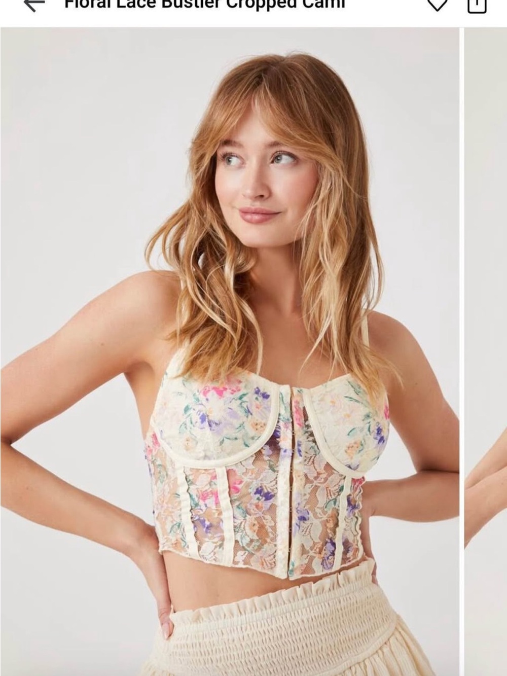 Forever 21 Cream Floral Lace Bustier Cami - Picture 6 of 7